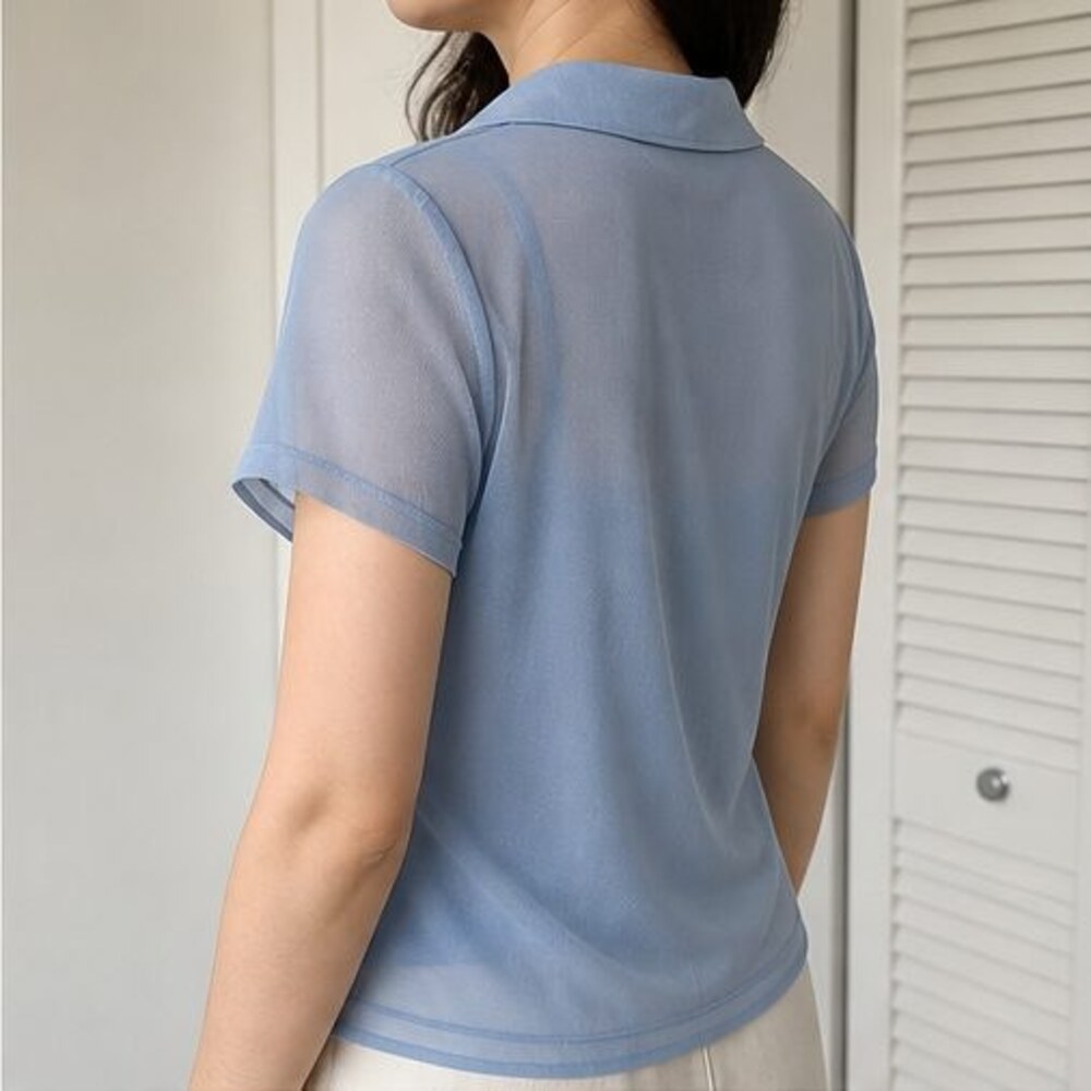 Blue Puff Sleeve Top - Picture 3 of 6